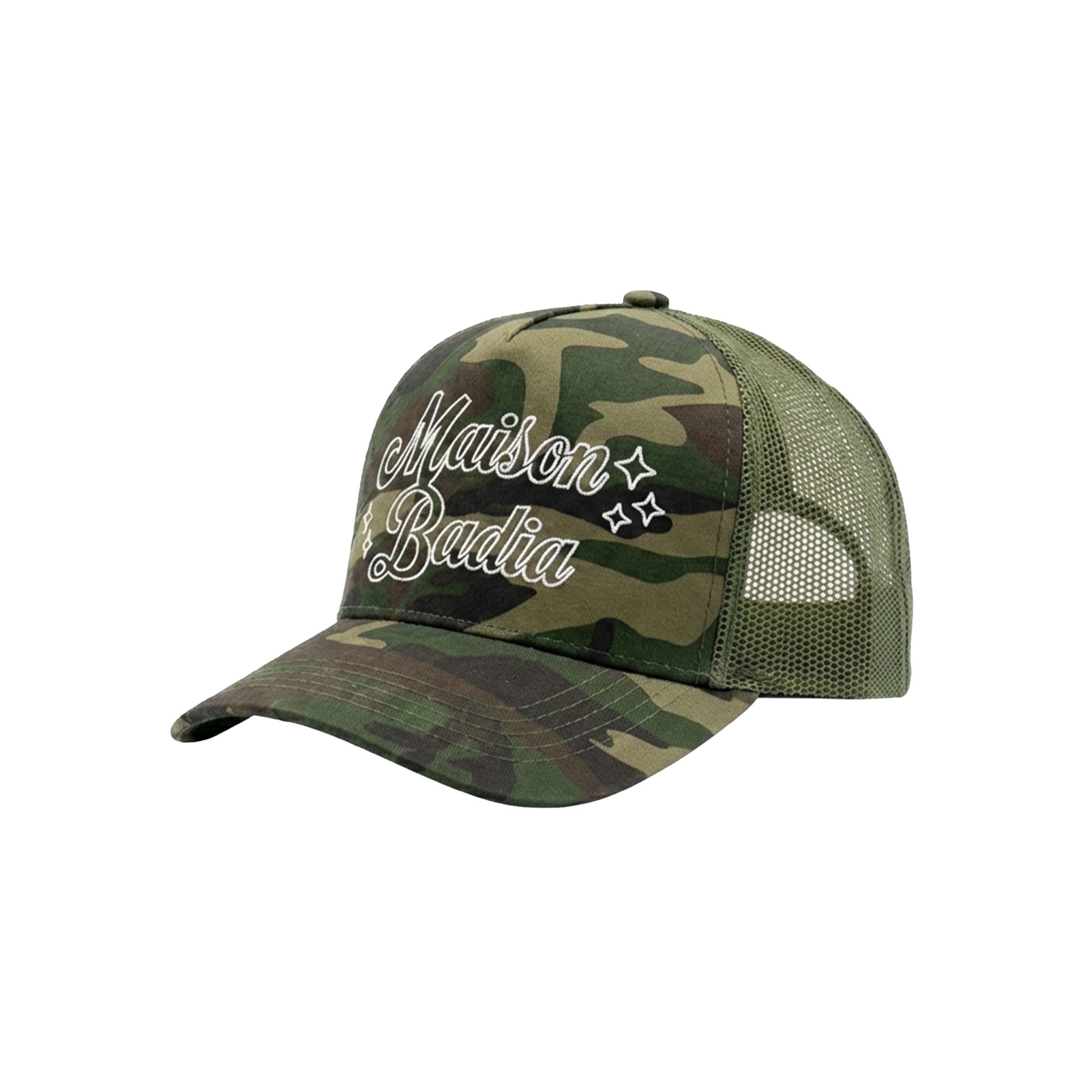 Casquette Camouflage avec logo brodée Badia blanc vue de 3/4