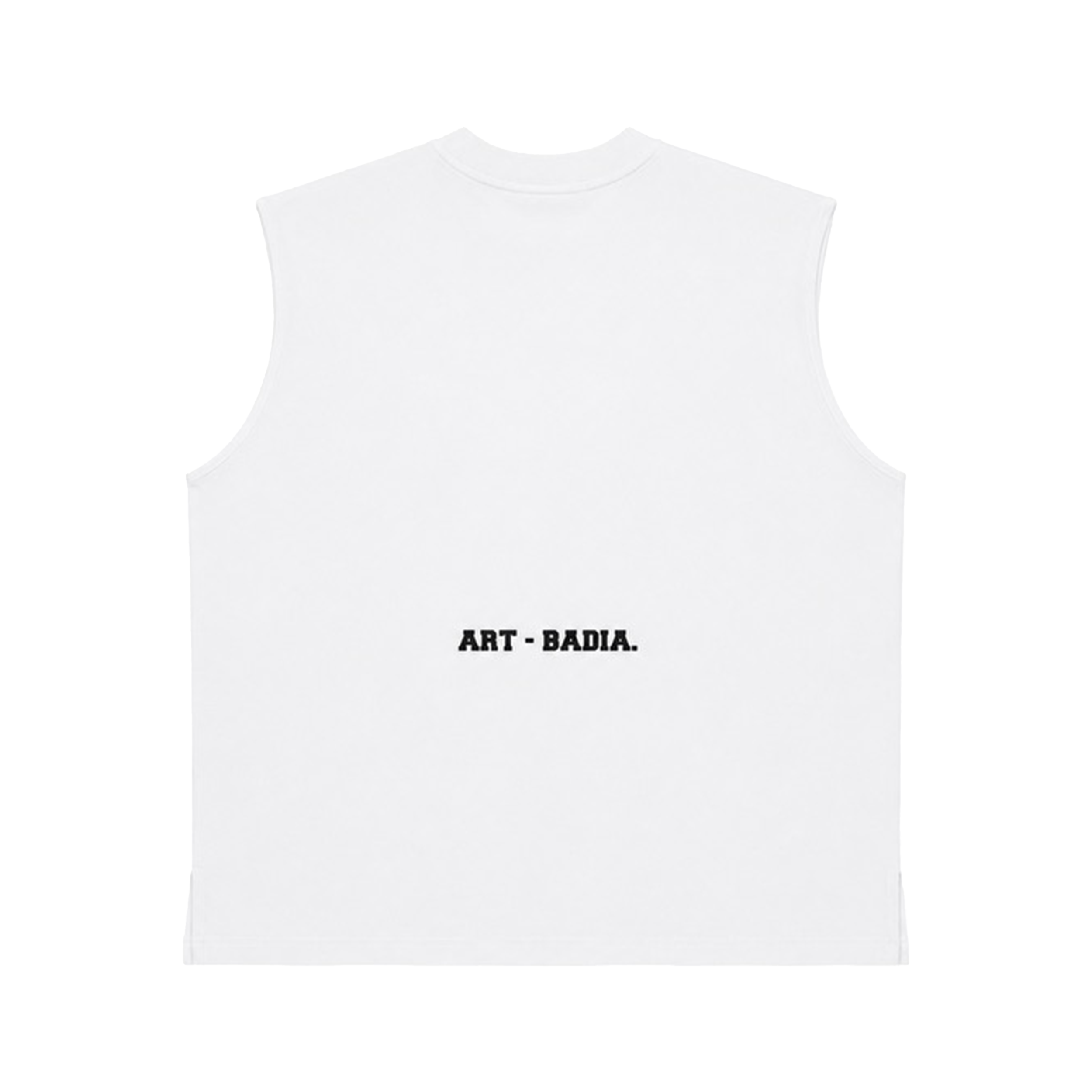 Débardeur blanc avec logo ART-BADIA en noir dans le dos